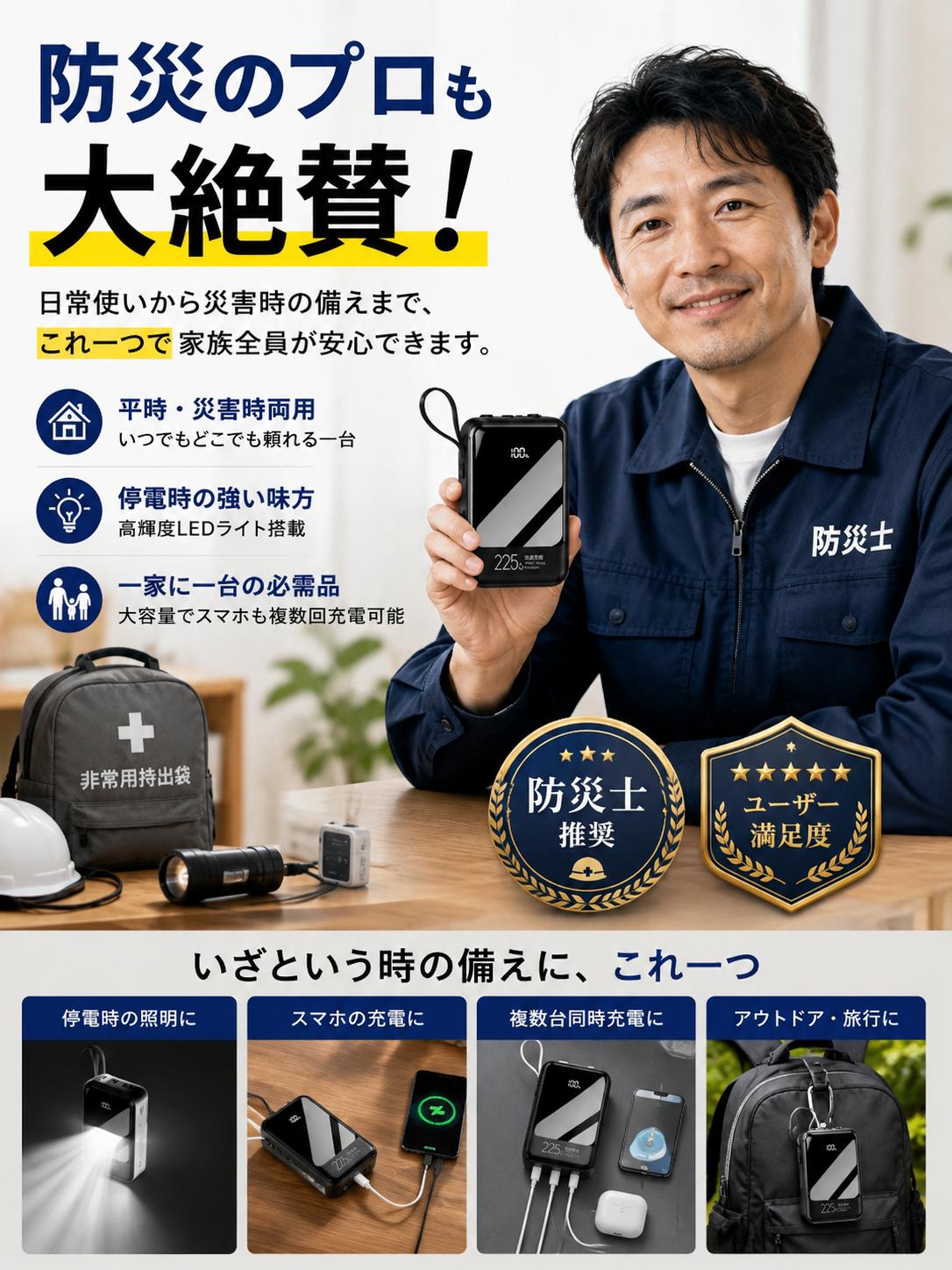 4-in-1 Fast Charging Power Bank (4in1急速充電モバイルバッテリー)