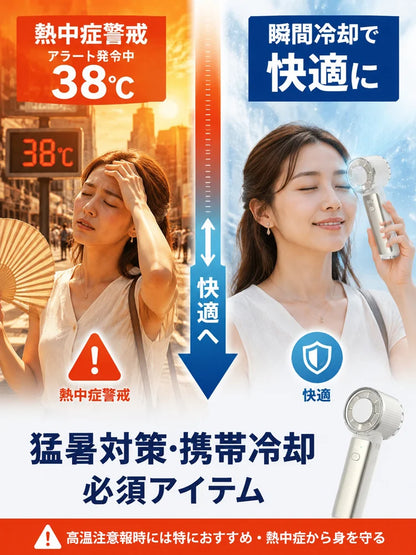 Cooling Handheld Fan with Ice Cooling Plate (冷却プレート付きハンディファン)