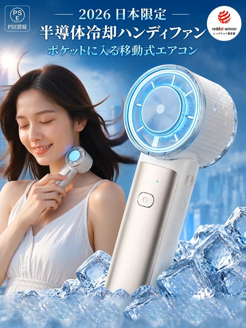 Cooling Handheld Fan with Ice Cooling Plate (冷却プレート付きハンディファン)
